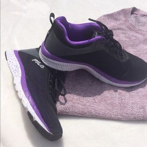 Black & Purple Fila Running Shoes